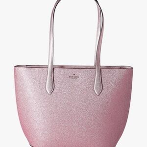 Kate Spade Glimmer Large Top Zip Tote Shoulder Bag Glitter Holiday (Mitten Pink)